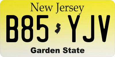 NJ license plate B85YJV