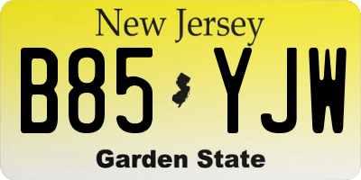 NJ license plate B85YJW