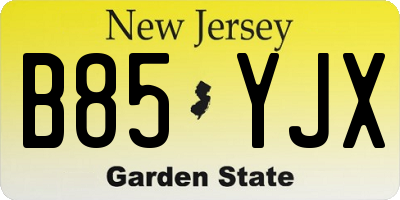 NJ license plate B85YJX