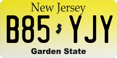 NJ license plate B85YJY