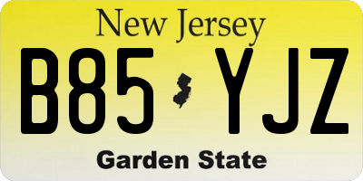 NJ license plate B85YJZ