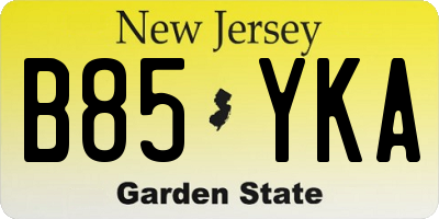 NJ license plate B85YKA