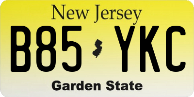 NJ license plate B85YKC