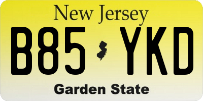 NJ license plate B85YKD