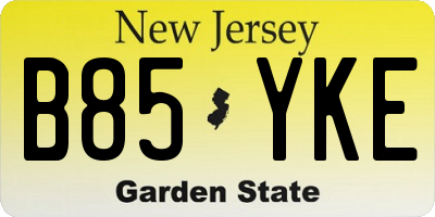 NJ license plate B85YKE