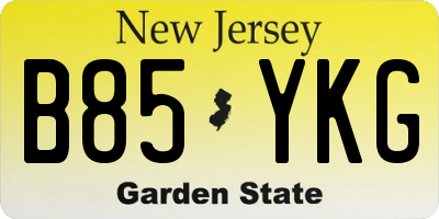 NJ license plate B85YKG