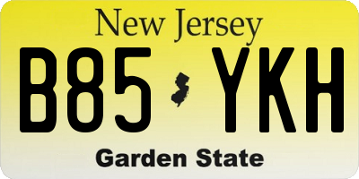 NJ license plate B85YKH