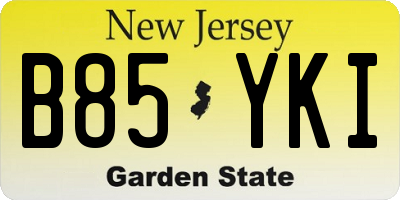 NJ license plate B85YKI
