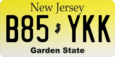 NJ license plate B85YKK
