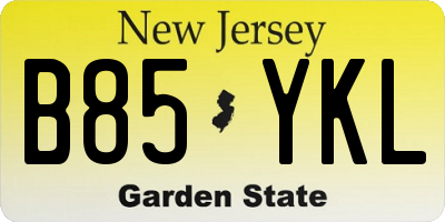 NJ license plate B85YKL