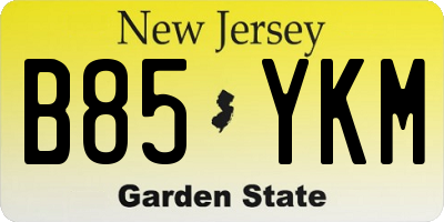 NJ license plate B85YKM