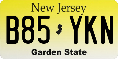 NJ license plate B85YKN