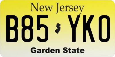 NJ license plate B85YKO