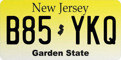 NJ license plate B85YKQ