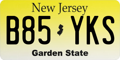 NJ license plate B85YKS