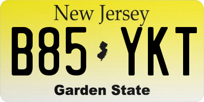 NJ license plate B85YKT