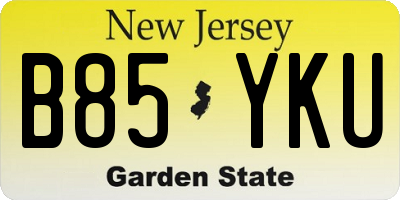 NJ license plate B85YKU