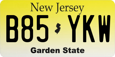 NJ license plate B85YKW