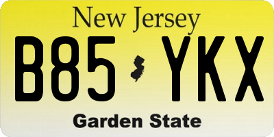 NJ license plate B85YKX
