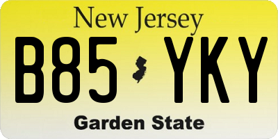 NJ license plate B85YKY