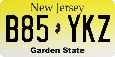 NJ license plate B85YKZ