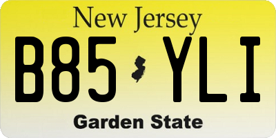 NJ license plate B85YLI