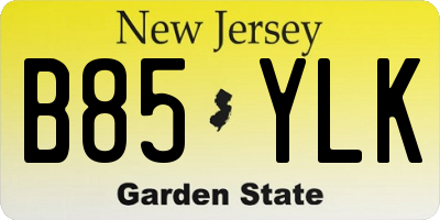NJ license plate B85YLK