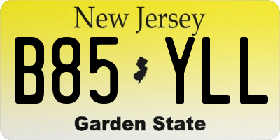 NJ license plate B85YLL