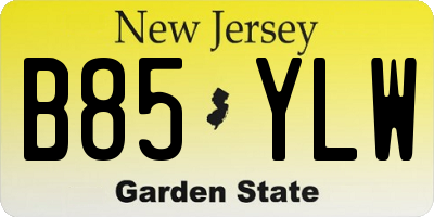 NJ license plate B85YLW