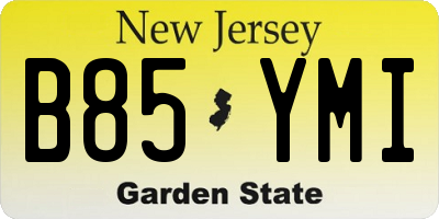 NJ license plate B85YMI