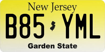 NJ license plate B85YML