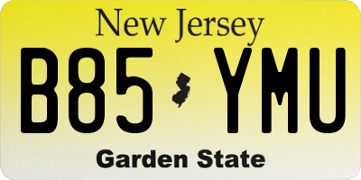 NJ license plate B85YMU
