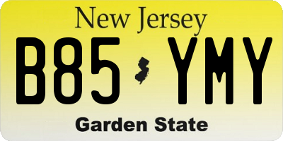 NJ license plate B85YMY