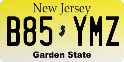 NJ license plate B85YMZ