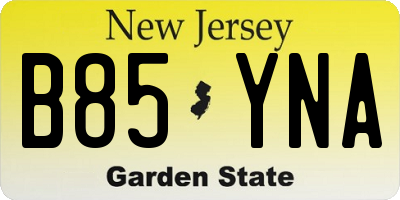 NJ license plate B85YNA