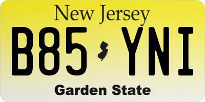NJ license plate B85YNI