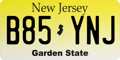 NJ license plate B85YNJ