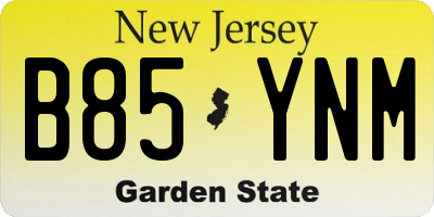 NJ license plate B85YNM