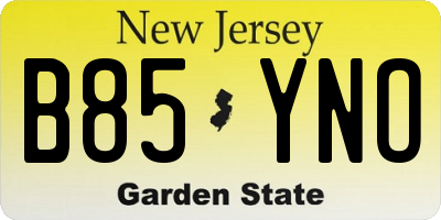 NJ license plate B85YNO