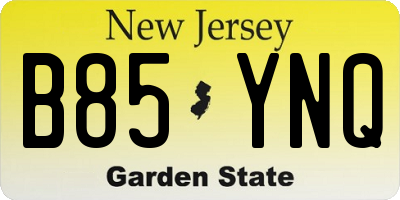 NJ license plate B85YNQ