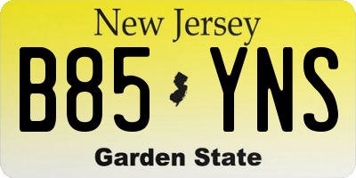 NJ license plate B85YNS