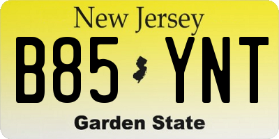 NJ license plate B85YNT