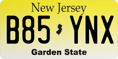 NJ license plate B85YNX