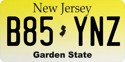 NJ license plate B85YNZ