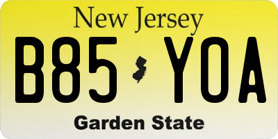 NJ license plate B85YOA