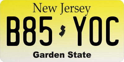 NJ license plate B85YOC