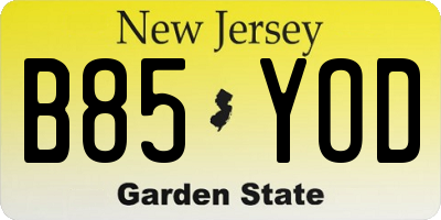 NJ license plate B85YOD