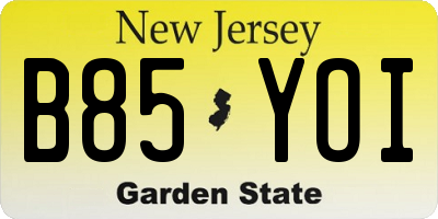 NJ license plate B85YOI