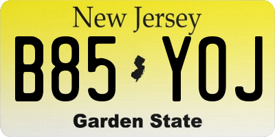 NJ license plate B85YOJ