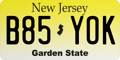 NJ license plate B85YOK